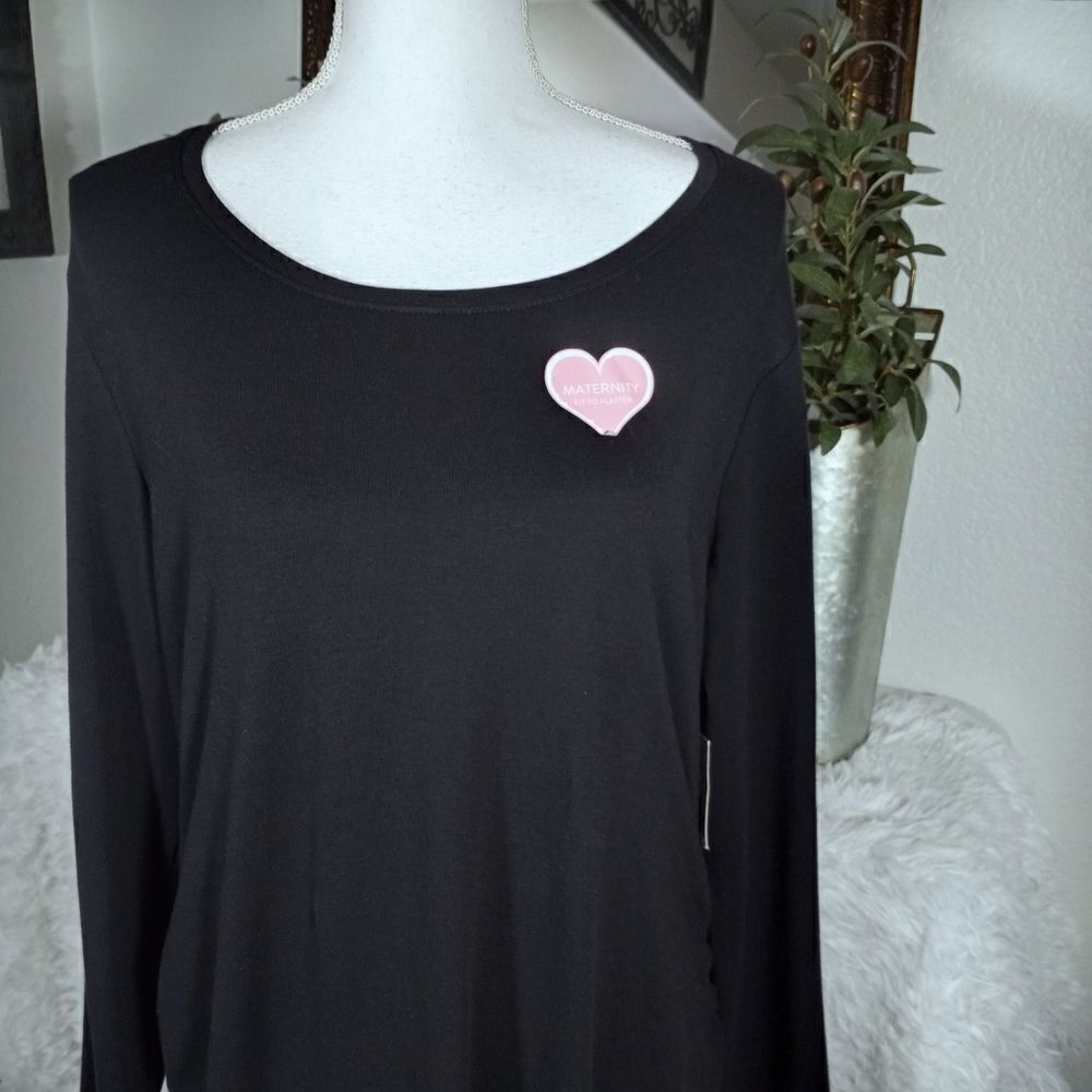 GREAT EXPECTATIONS BLACK LONG SLEEVE T-SHIRT MATERNITY DRESS SZ.XL NWT - Picture 3 of 10